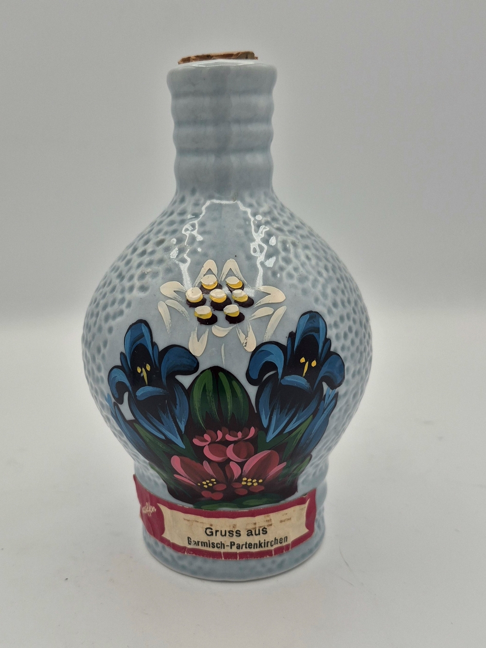 Vintage Austrian Schroffen-Enzian Ceramic Liqueur Bottle (Empty) ~ Hand Painted